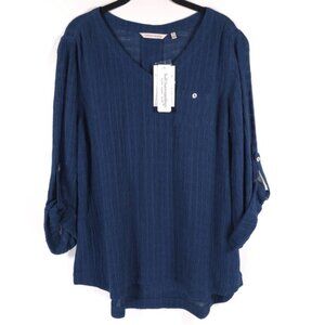 NWT SOFT‎ SURROUNDINGS LINEN Blend TOPANGA TOP Heavenly Soft Blue 2AM11 MEDIUM